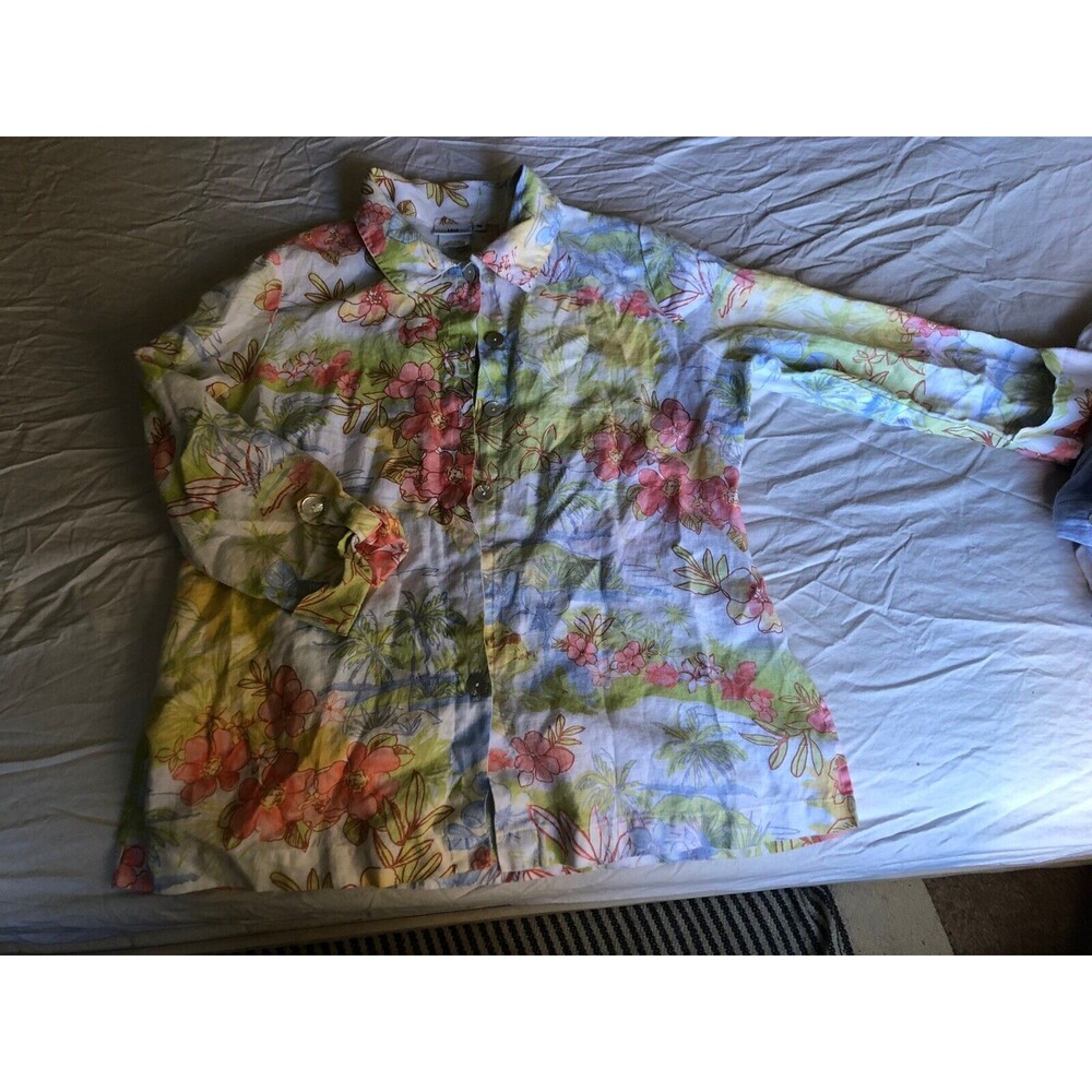 Got Cotton Jacket Top  100 Percent Linen Floral M L